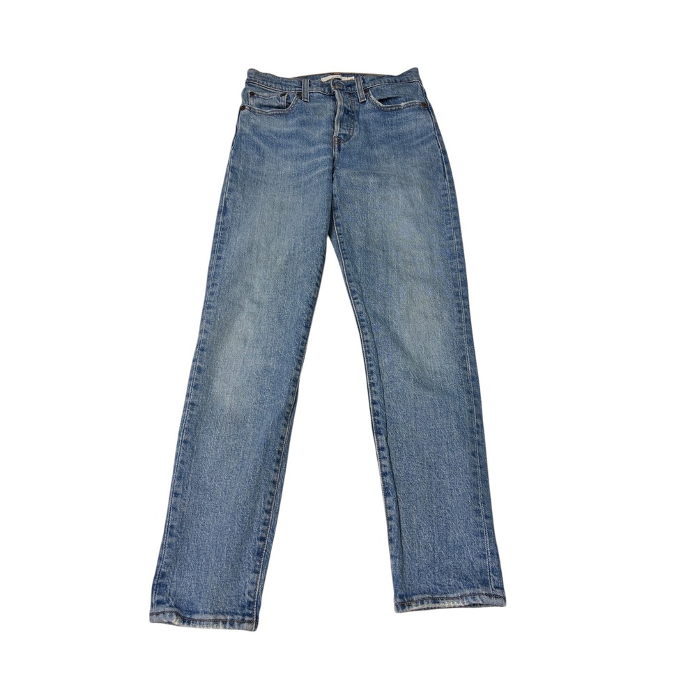 Levis Premium Big E Wedgie Straight Jeans Women W25X27 Blue High Rise Button Fly